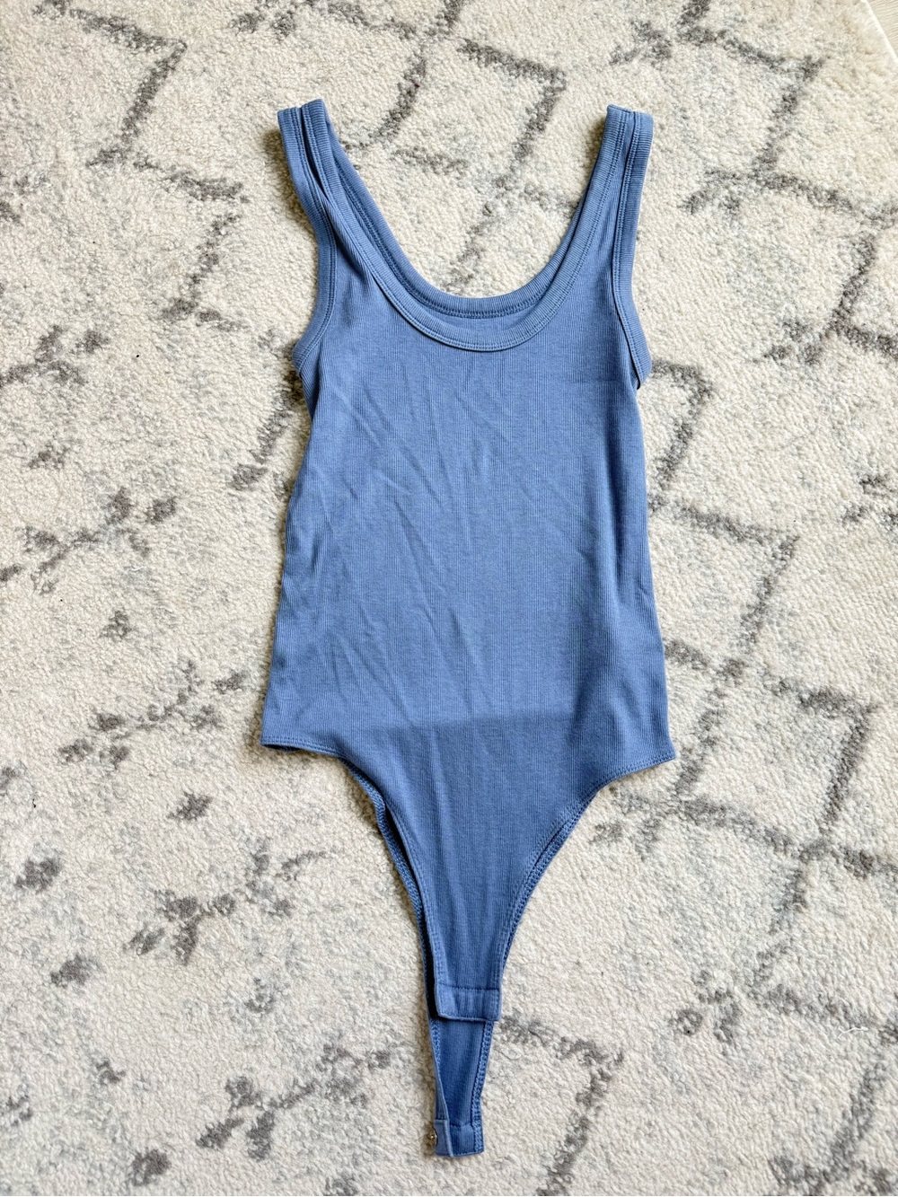 Blue Ribbed Tank One-Piece Bodysuit